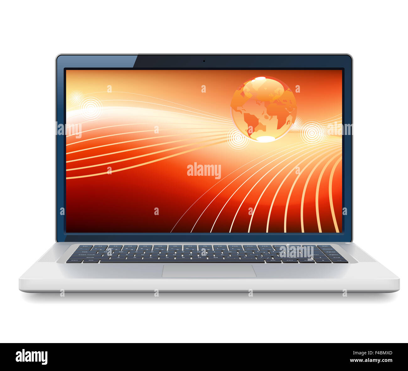 Laptop und Globe Konzept. Stockfoto