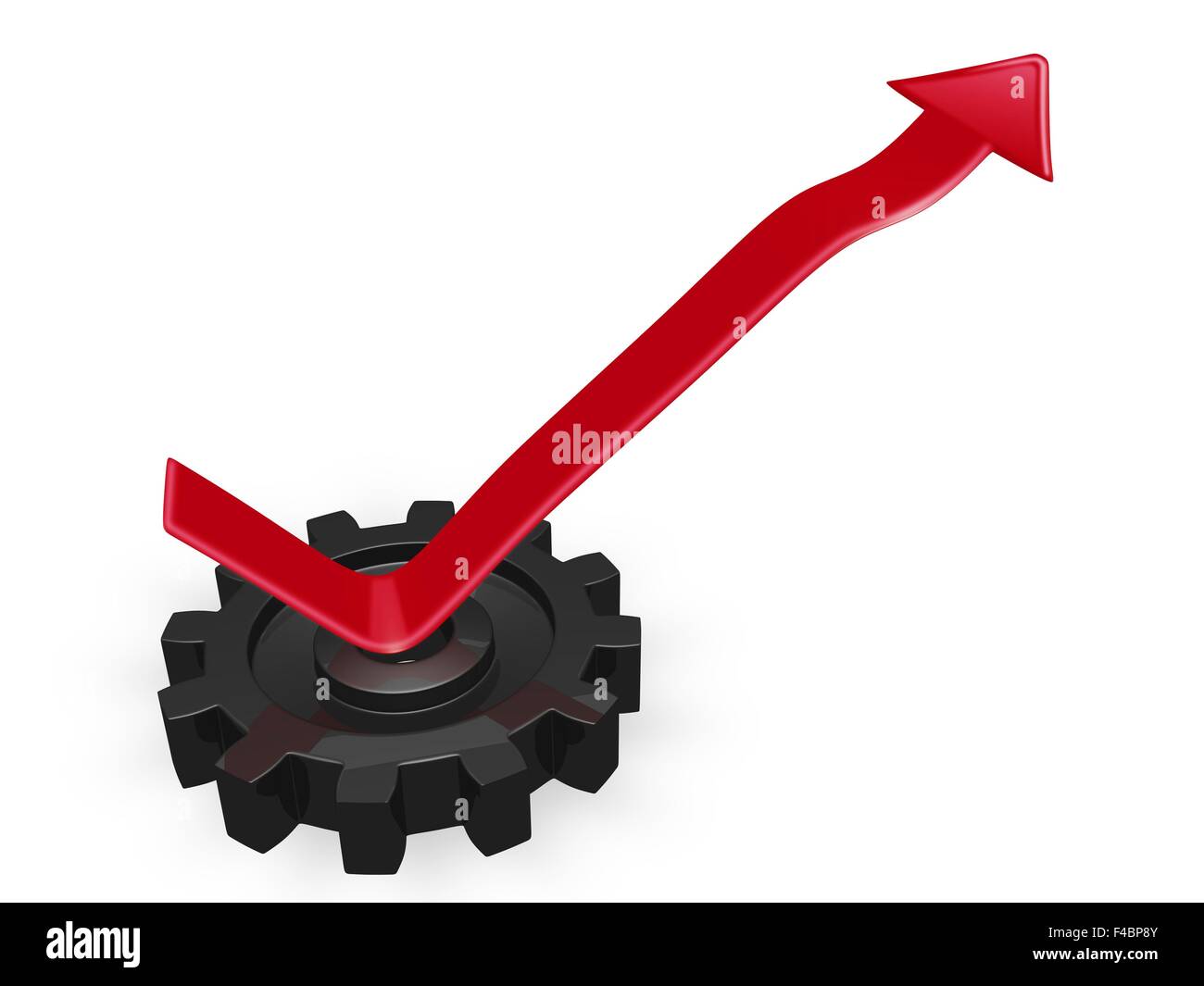 Geschäft Wachstum Pfeil steigt aus einem Zahnrad Stockfoto
