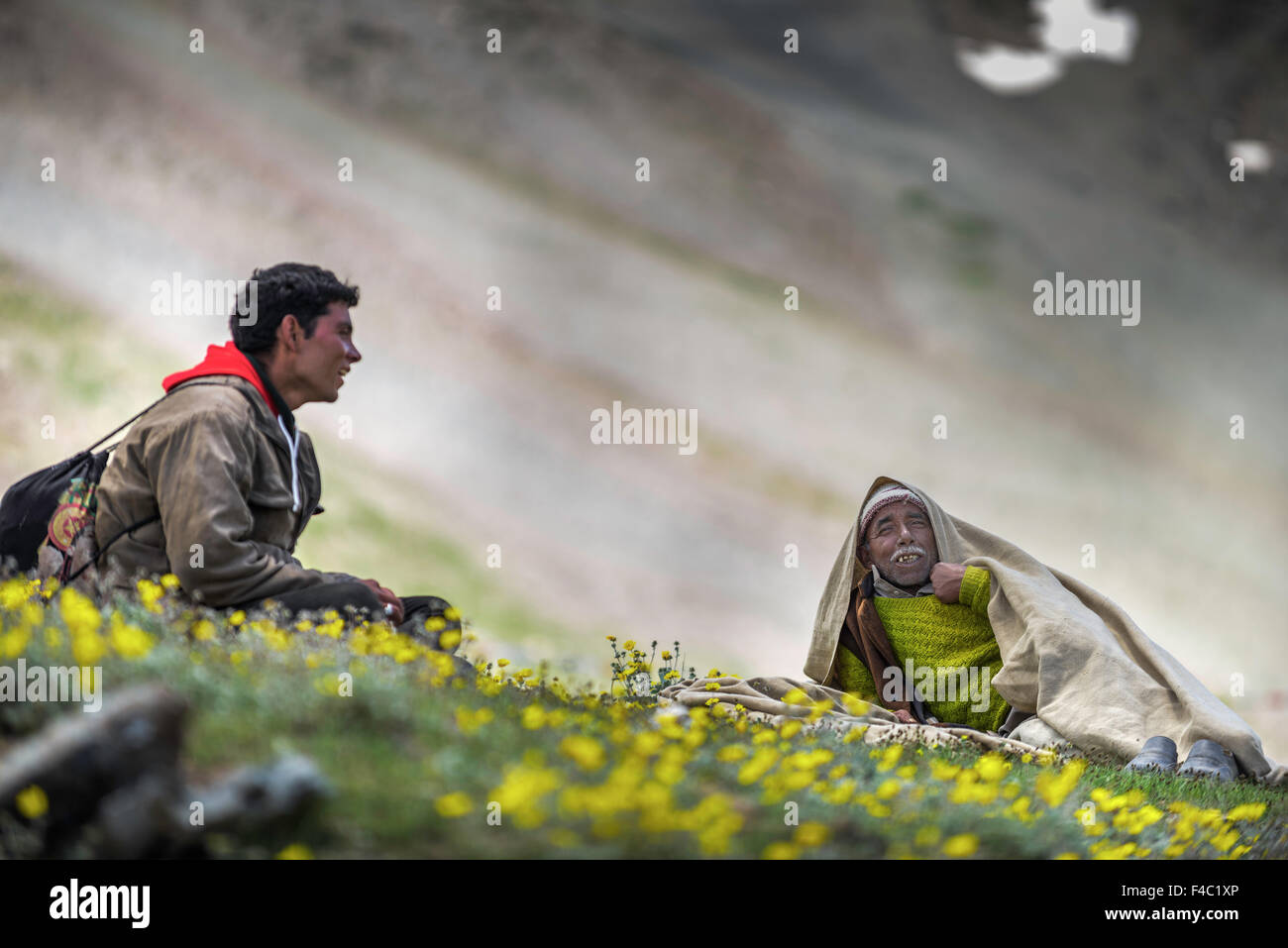 Hirten sprechen in Stimmung zu entspannen Stockfoto