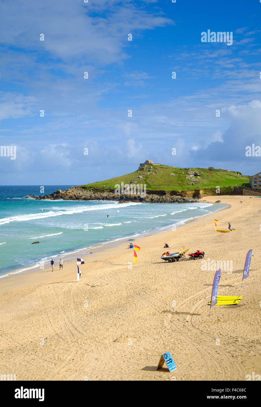 Porthmeor Beach in St Ives, Cornwall, England, Großbritannien Stockfoto