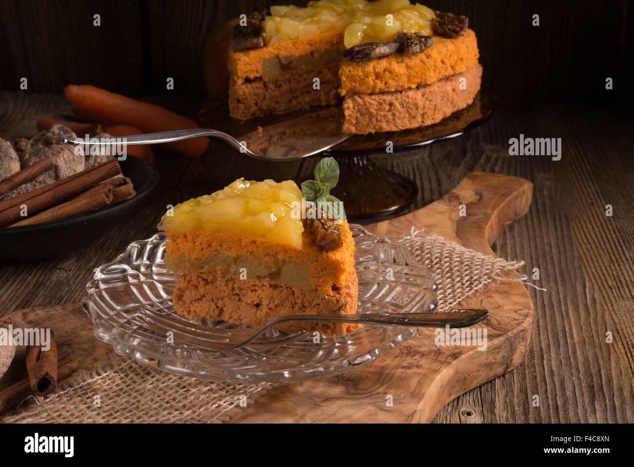 Glutenfrei Vegan Karottenkuchen Stockfoto