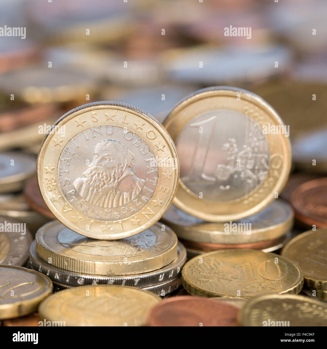 1 Euro Münze aus Slowenien Stockfoto