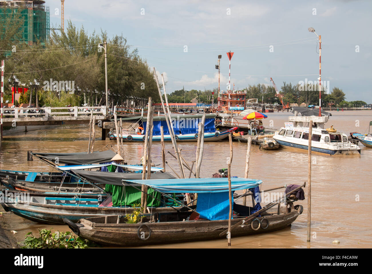 Boote auf dem Mekong River in Can Tho, Mekong-Delta, Vietnam Stockfoto