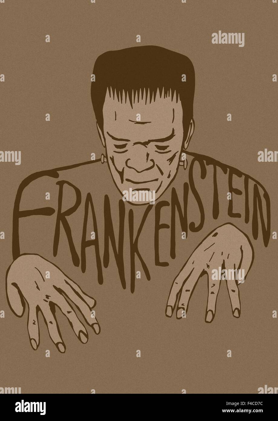Frankenstein-Skizze-vintage Stockfoto