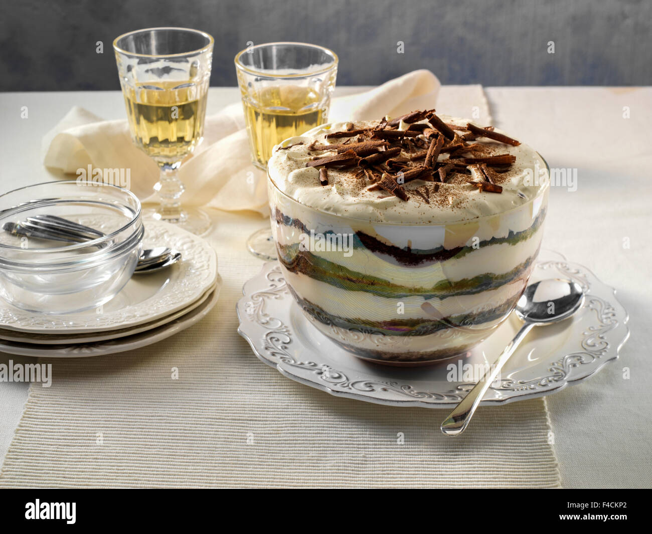 Kaffee-Schicht pudding Stockfoto