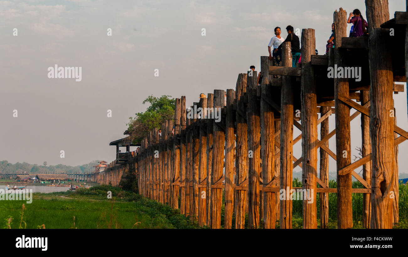 U Bein Brücke, Amarapura, Myanmar Burma Stockfoto