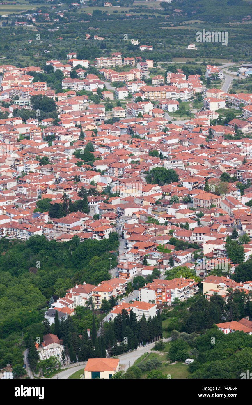 Griechenland, Zentralmakedonien, Litohoro, erhöhten Blick auf die Stadt vom Olymp Stockfoto