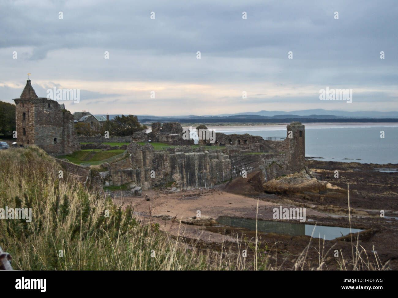 Burg von St Andrews und West Sands, Schottland Stockfoto