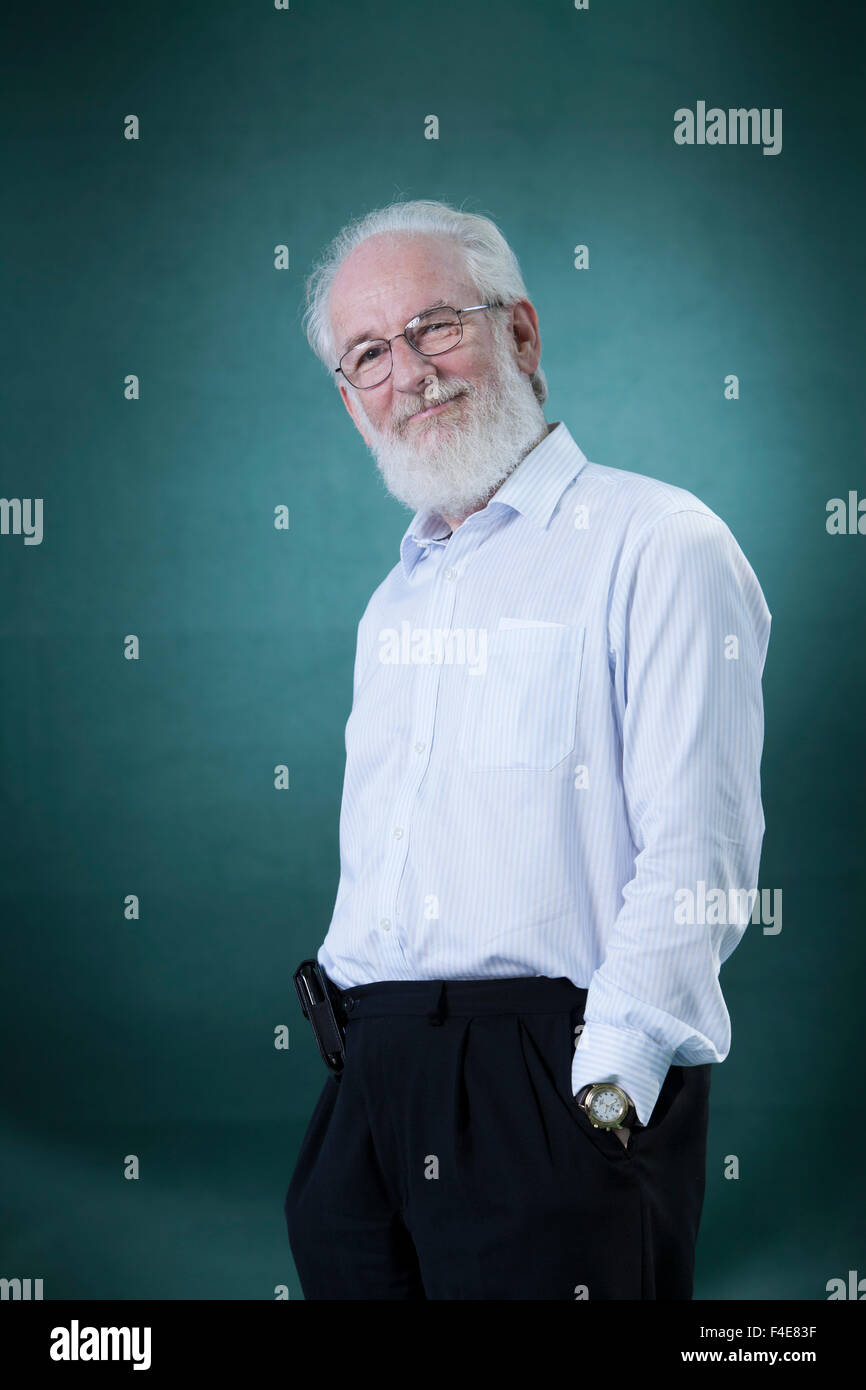 David Crystal, OBE, britischer Linguist, akademischen und Autor, auf dem Edinburgh International Book Festival 2015. Edinburgh, Schottland. 23. August 2015 Stockfoto