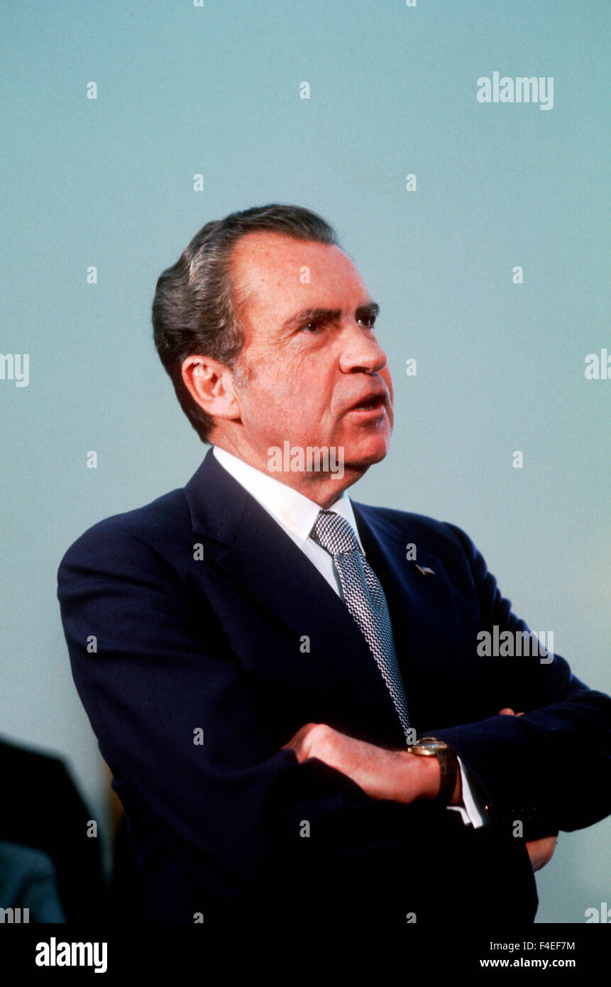 Präsident Richard Nixon im Oval Office im Januar 1974. Stockfoto
