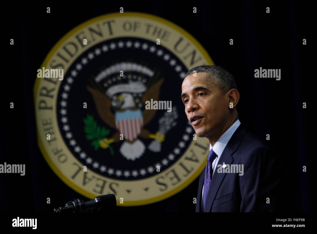 Präsident Barack Obama liefert Bemerkungen unter Beachtung des Welt-AIDS-Tag. Stockfoto