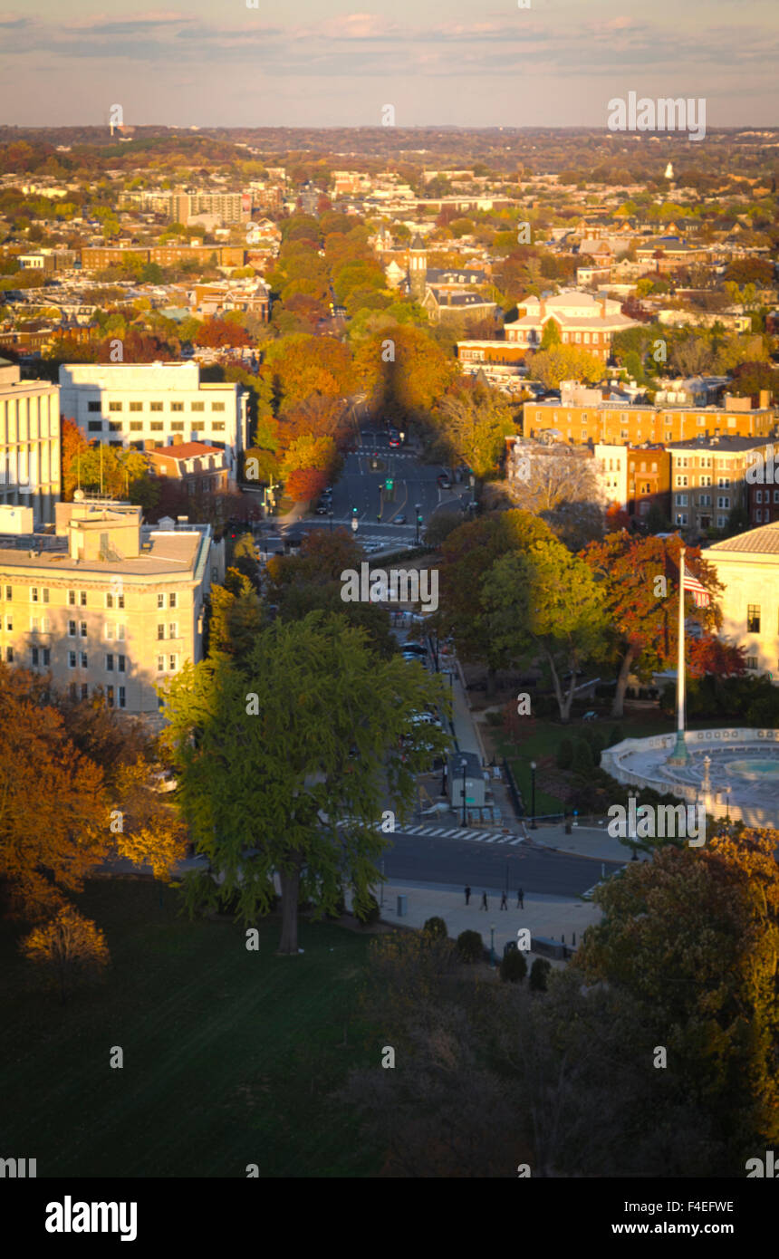 USA, Washington DC. Die Kuppel des US-Kapitols wirft einen Schatten auf Maryland Avenue in Capitol Hill. Stockfoto