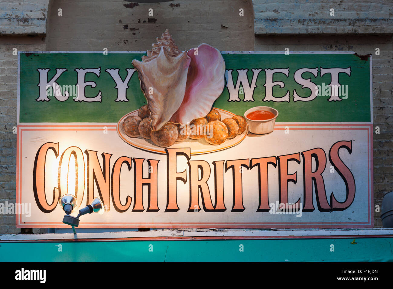 USA, Florida, Florida Keys, Key West, abonnieren Key West Conch Fritters. Stockfoto