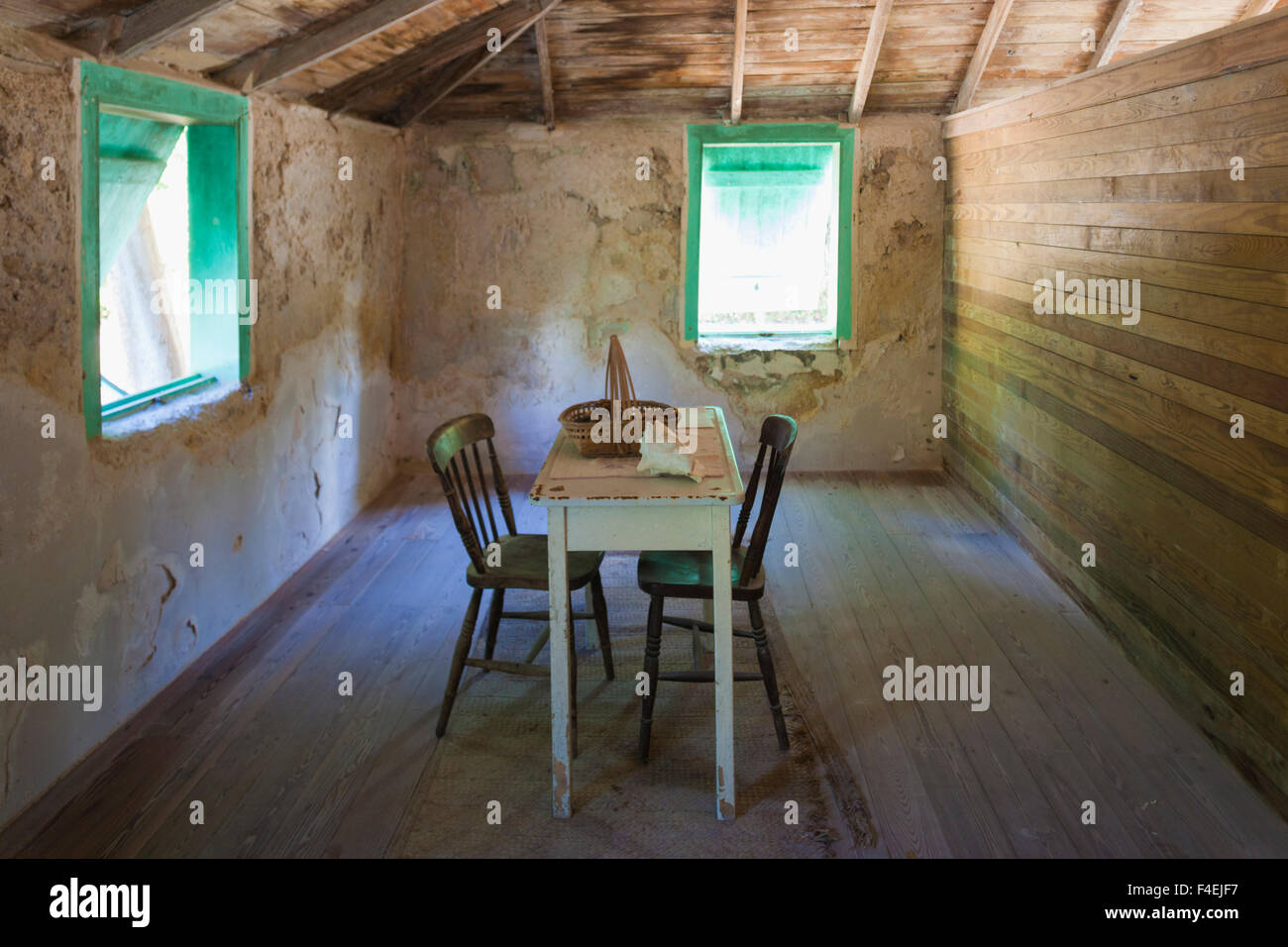 USA, Florida, Florida Keys, Marathon, Adderly Haus, bahamaische Immigrant Kabine, Interieur. Stockfoto