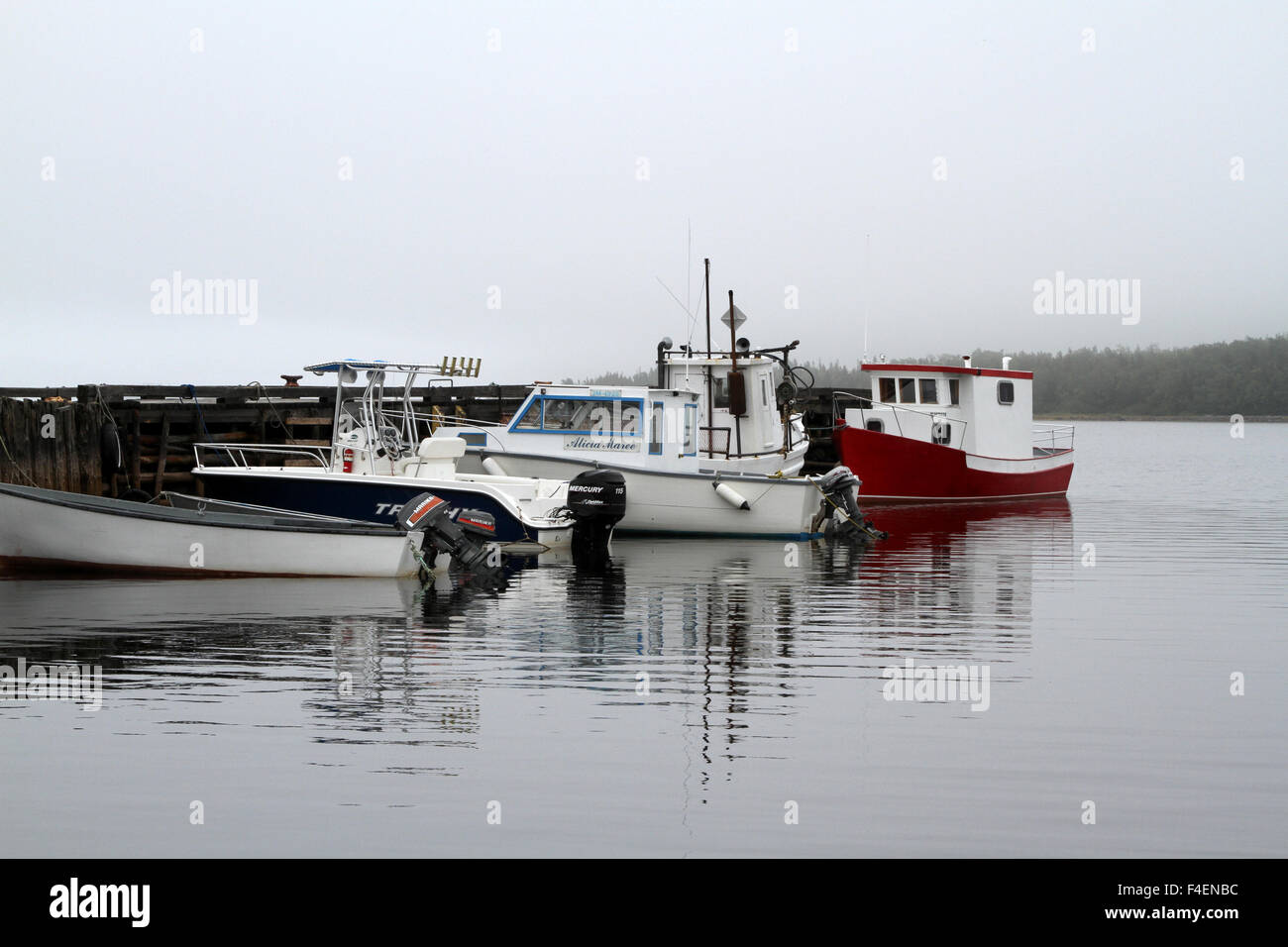 Angelboote/Fischerboote am Kai in den maritimes Stockfoto