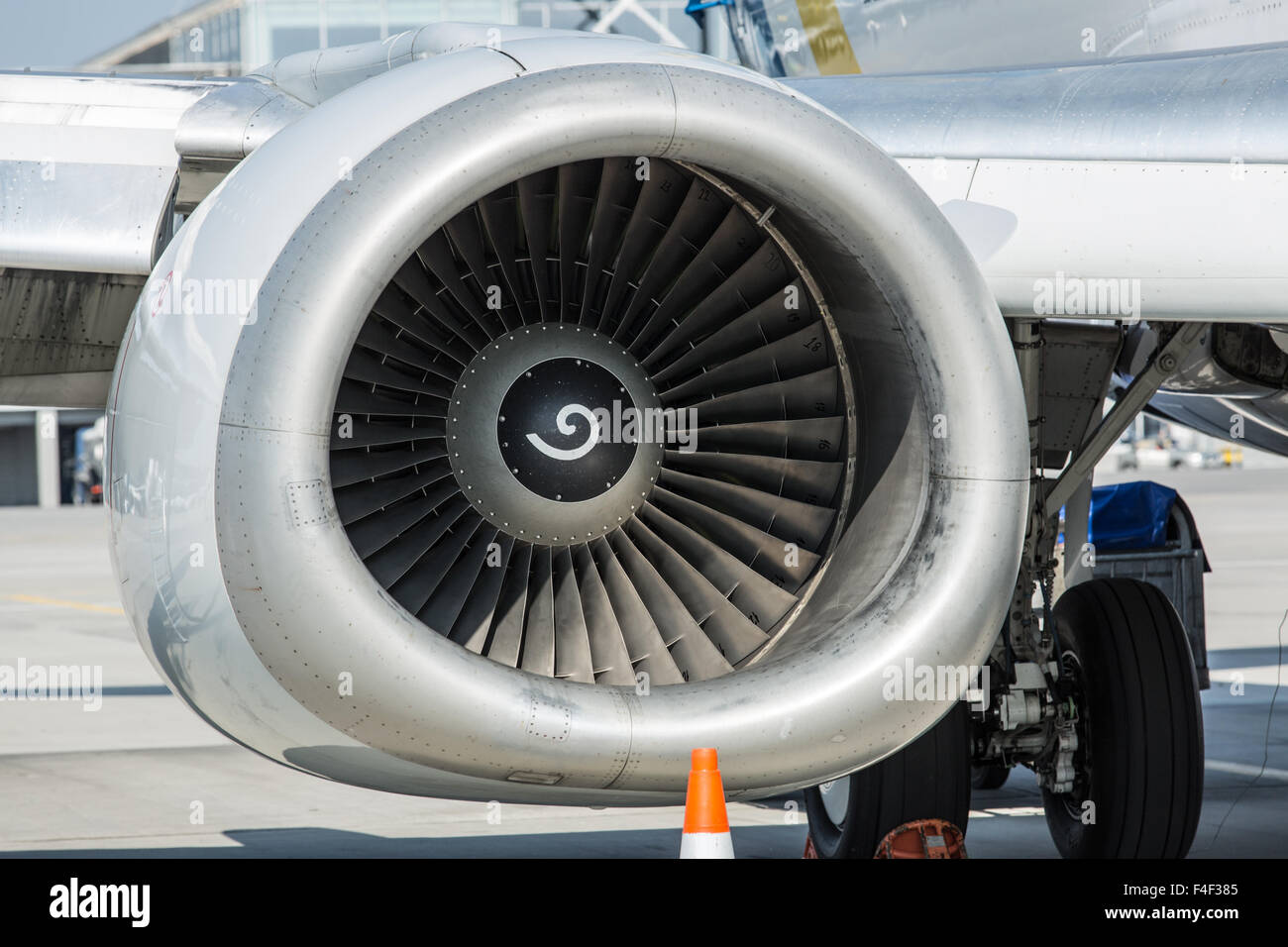 Flugzeug Turbine. Closeup erschossen. Stockfoto