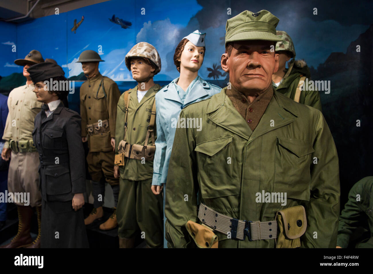 South Carolina, Parris Island USMC Basis, uns Marines Museum Parris Island, Statue von General Chesty Puller, legendäre US-Marine Stockfoto