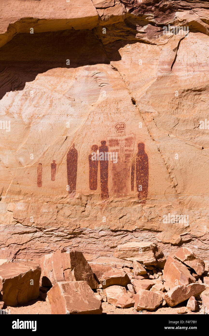 USA, Utah, Canyonlands National Park, Horseshoe Canyon, große Galerie,  Heiligen Geist Panel, alten lebensgroßen humanoiden Figuren Stockfotografie  - Alamy