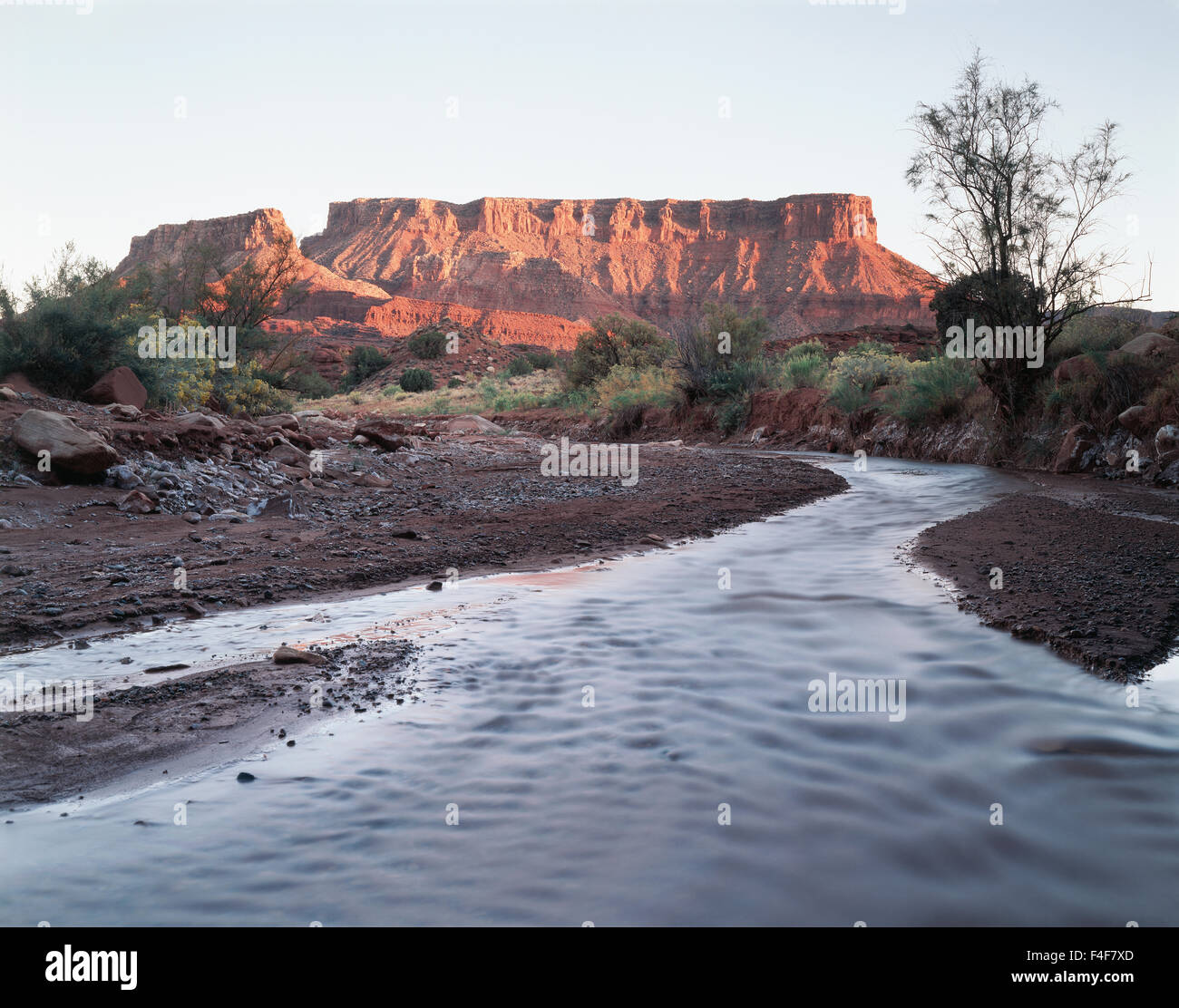 Utah, fließt ein Bach durch eine Sandstein-Mesa. (Großformatige Größen erhältlich) Stockfoto