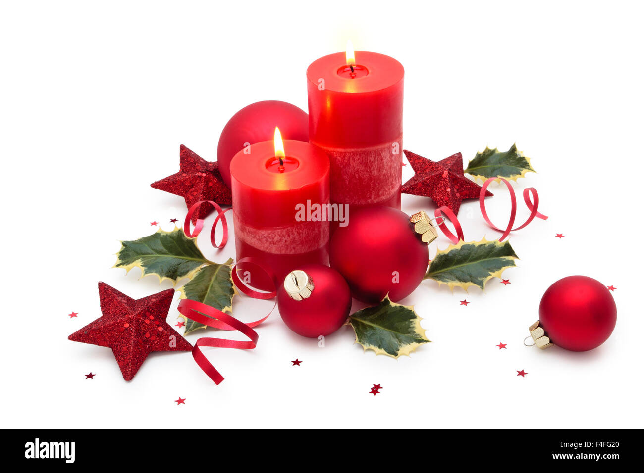 Weihnachts-Dekoration mit Kerzen. Stockfoto