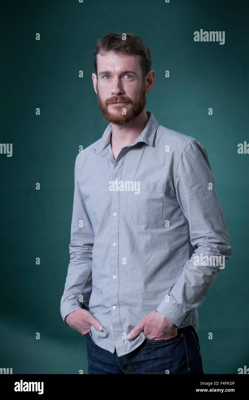 Malachy Tallack, dem schottischen Singer-Songwriter, an das Edinburgh International Book Festival 2015. Edinburgh, Schottland. 24. August 2015 Stockfoto