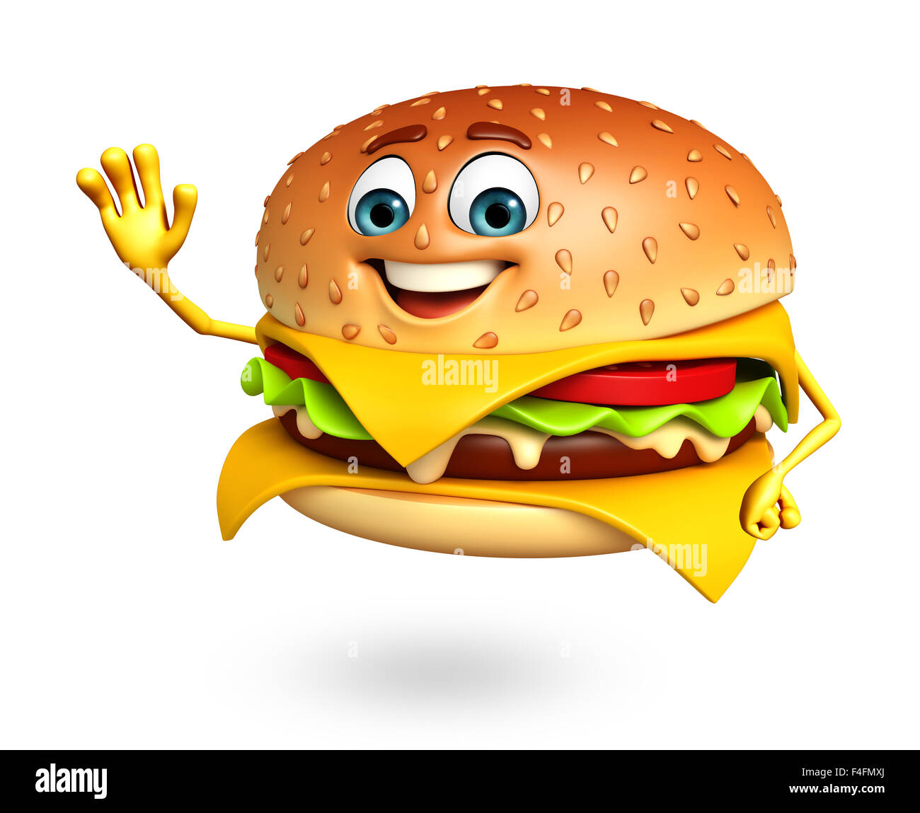 3D gerenderte Darstellung der Zeichentrickfigur der burger Stockfoto