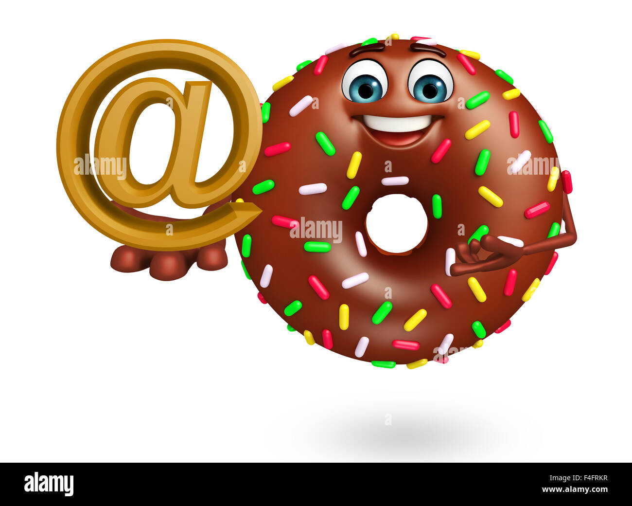 3D gerenderte Darstellung der Na-Cartoon-Figur mit an das Quote-Zeichen Stockfoto