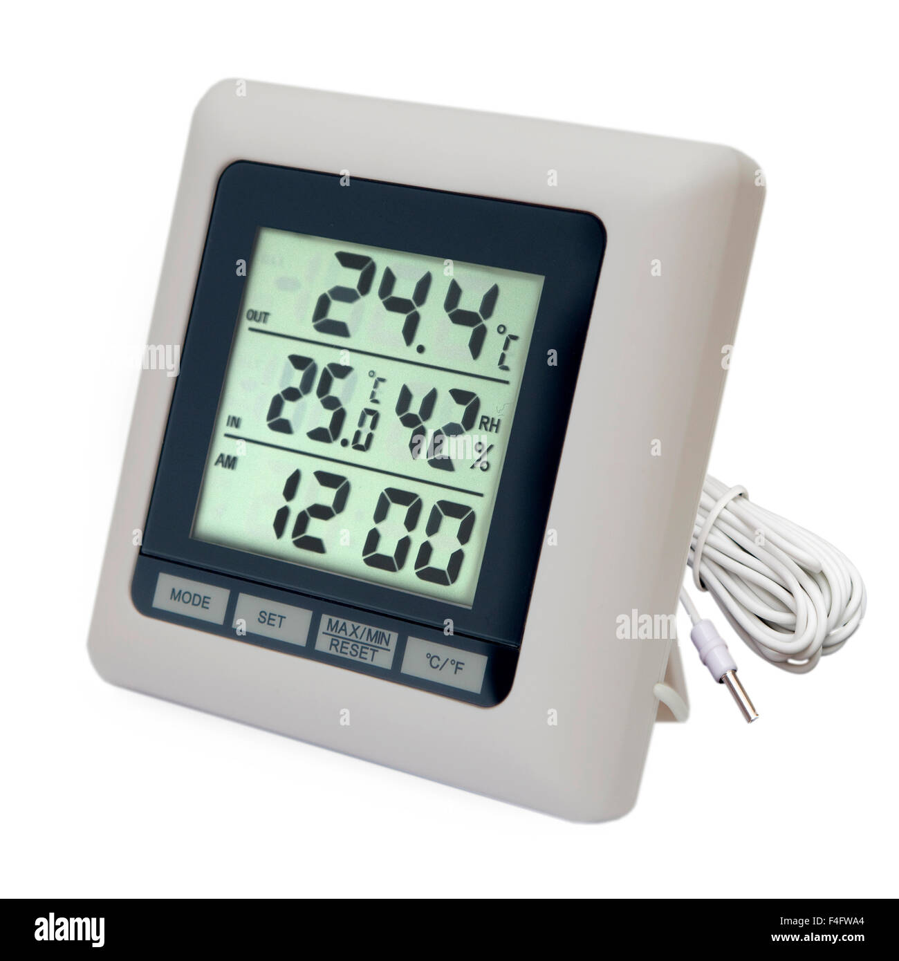 Manometer auf weißem Hintergrund Stockfoto