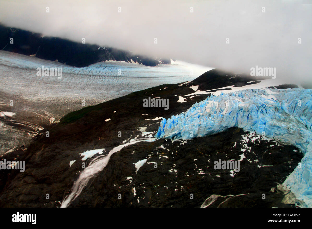 Luftaufnahme von Juneau Icefield/Mendenhall Gletscher in Alaska Stockfoto