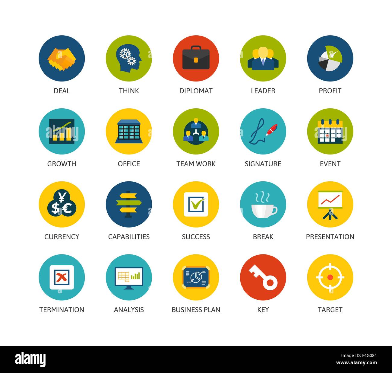 Runde Symbole dünne flache Bauweise, moderne Linie Konturenstil Stock Vektor