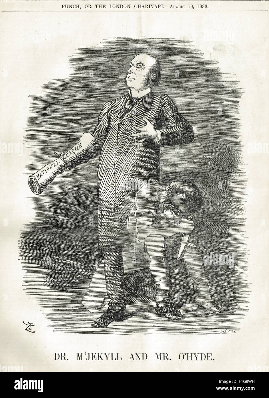 Dr. M'Jekyll und Herrn O'Hyde Irish national Land League. John Tenniel Punch Cartoon 1888 Stockfoto