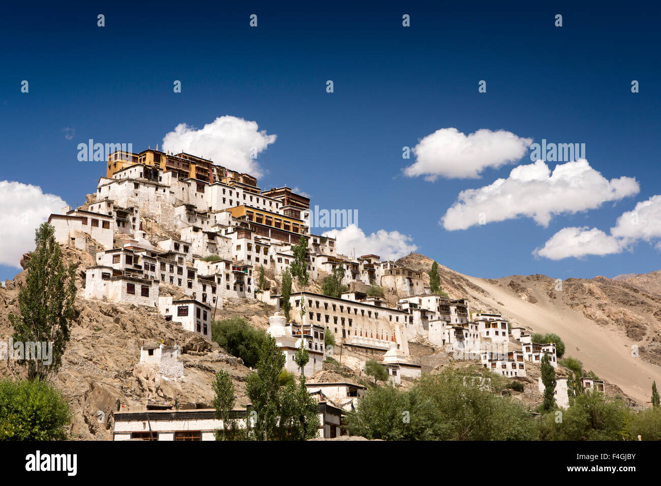 Indien, Jammu & Kashmir, Ladakh, Thikse, alte Hang Gompa, die "Kleinen Potala" Kloster Stockfoto