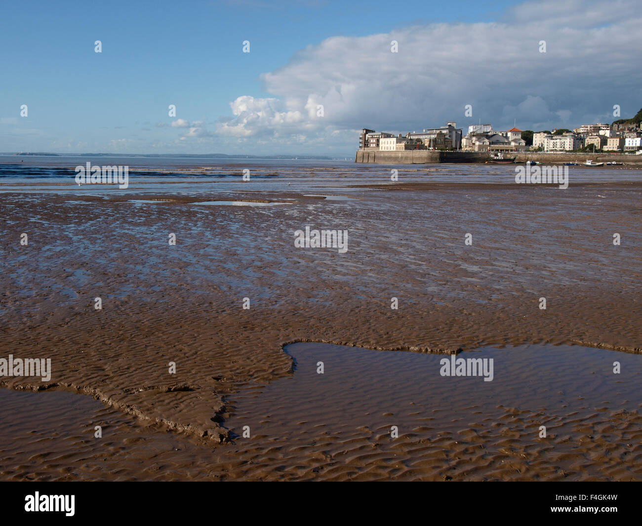 Schlammige Strand, Weston-super-Mare, Somerset, Großbritannien Stockfoto