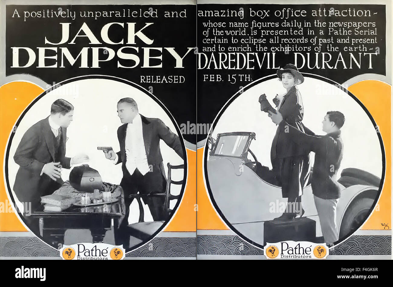 JACK DEMPSEY (1895 – 1983), US-amerikanischer Boxer im Handel-Werbeanzeigen für die 1920 Robert Brunton Produktionen Stille serielle Draufgänger Jack film Stockfoto