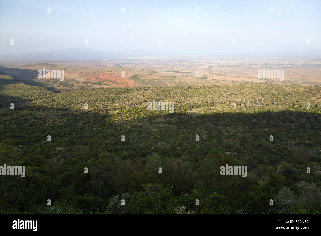 Rift Valley Aussichtspunkt auf dem Weg von Nairobi, Naivasha in Kenia. Stockfoto