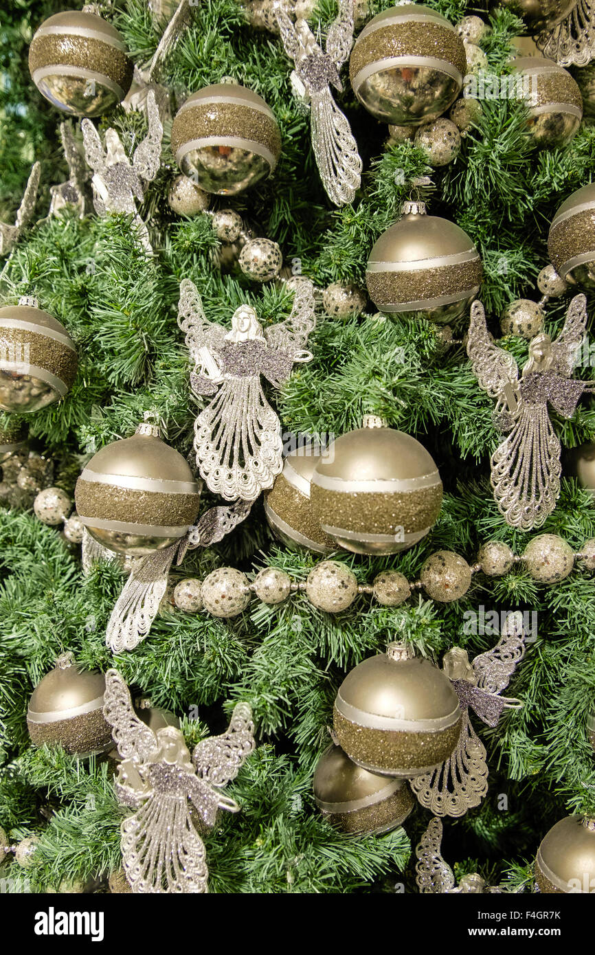 Ornamente auf einen Weihnachtsbaum-Nahaufnahme Stockfoto