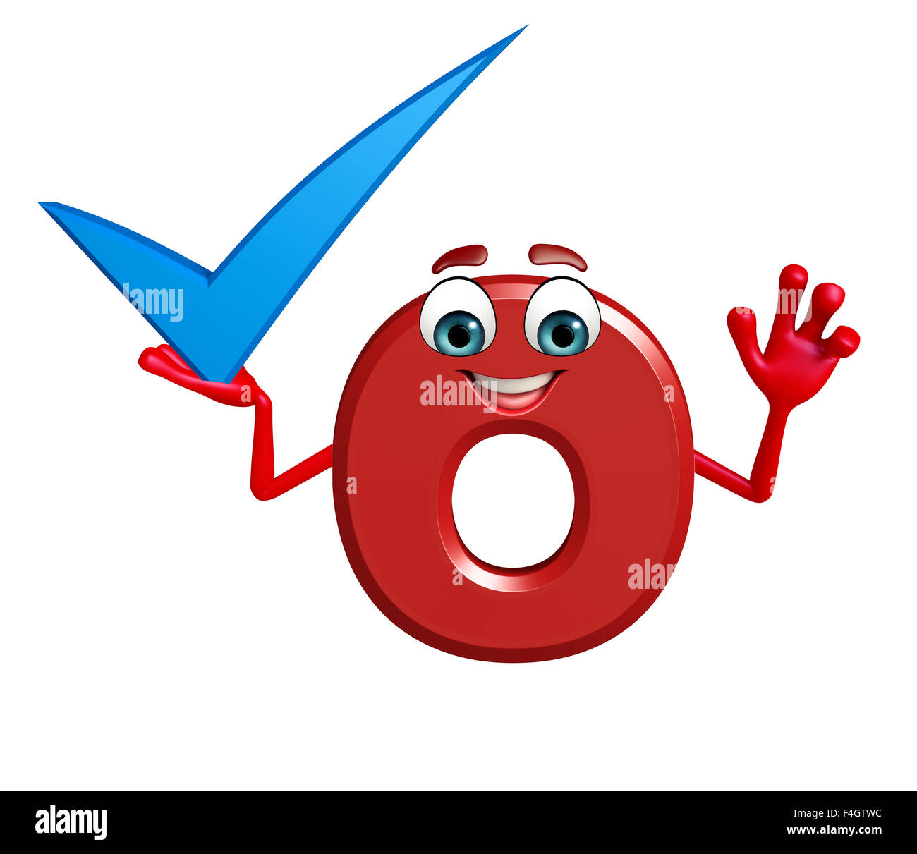 3D gerenderte Darstellung des Alphabets O-Cartoon-Figur mit richtigen ...