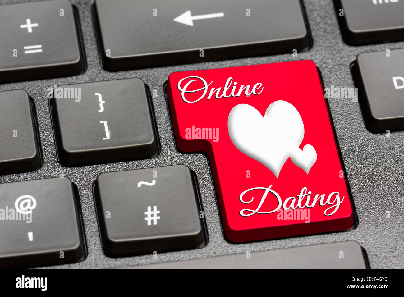 Internet-dating-Taste auf einem Schwarz Computer Tastatur. On-line-Konzept. Stockfoto