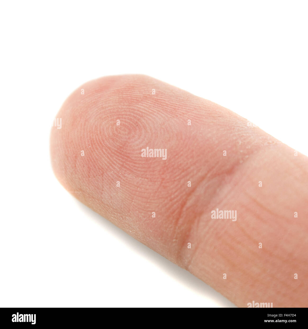 Fingerspitze auf weiß Stockfoto