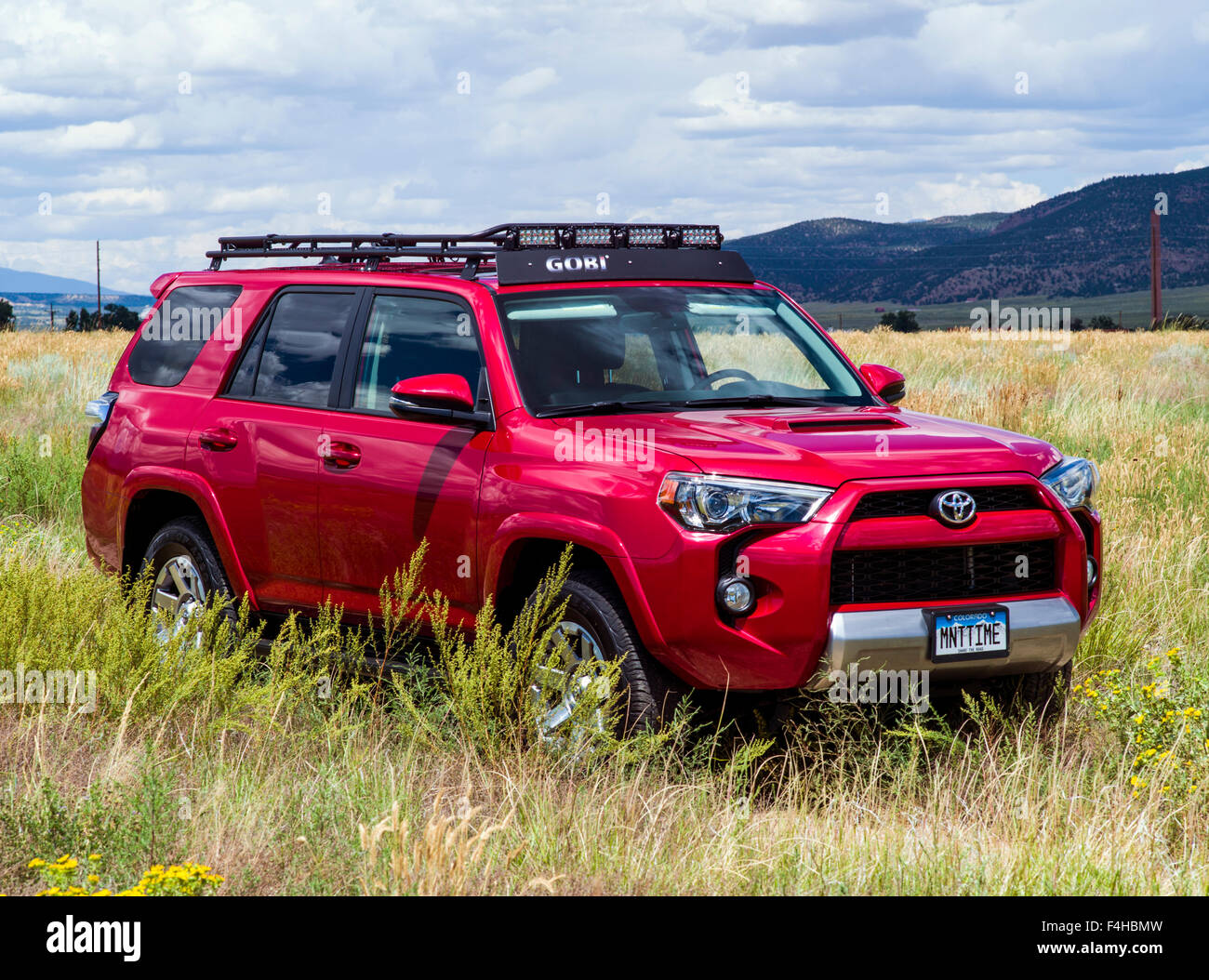 Rot 2015 Toyota 4Runner Trail Premium, zentralen Colorado, USA Stockfoto