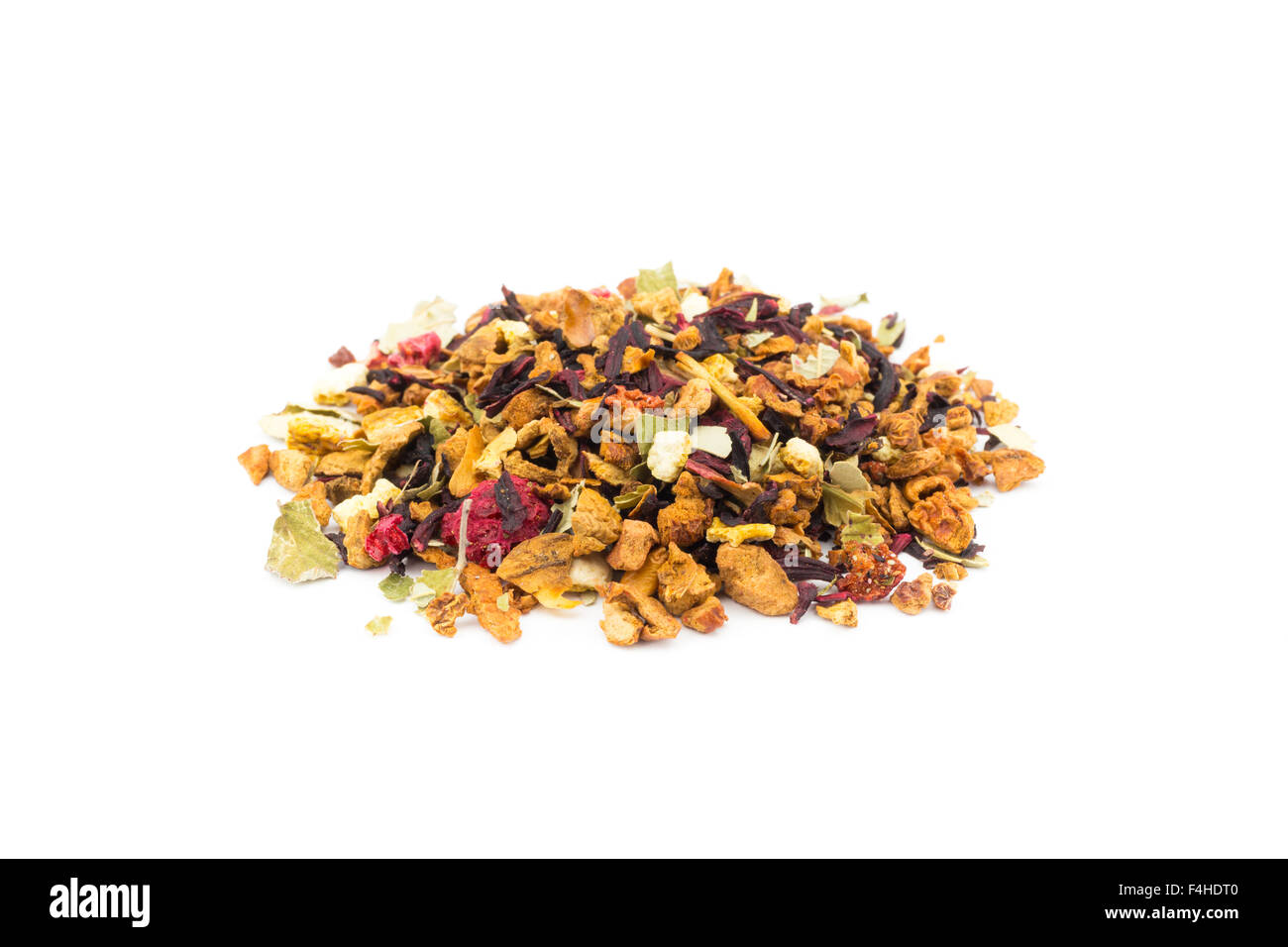 Mischwald trocken lose Früchte als Tee isoliert auf weißem Hintergrund Stockfoto