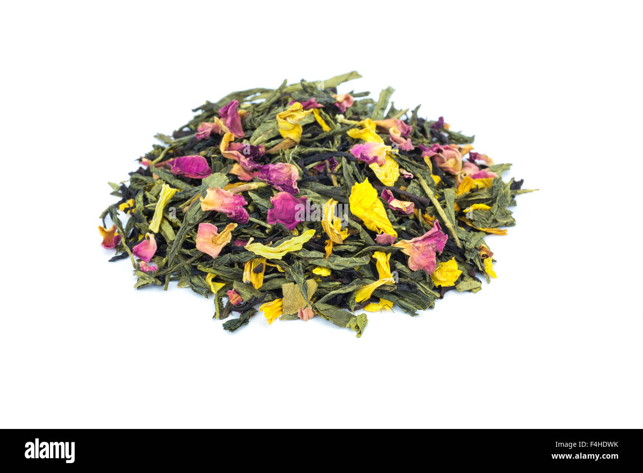 Haufen lose Kaiser 7 Schätze Tee isoliert auf weiss Stockfoto