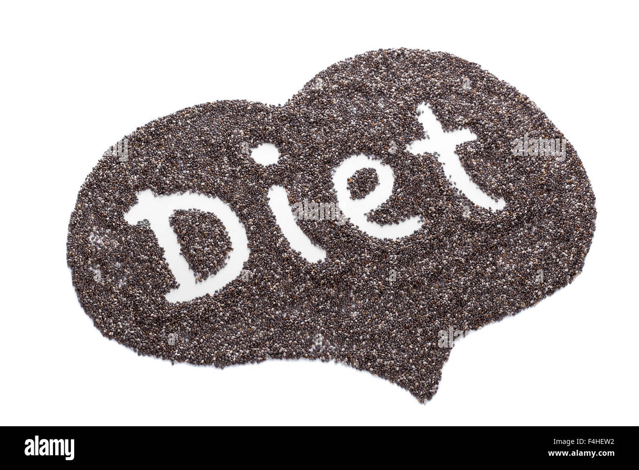 Wort Diät in Herzform aus Chiasamen auf weiße, selektiven Fokus Stockfoto