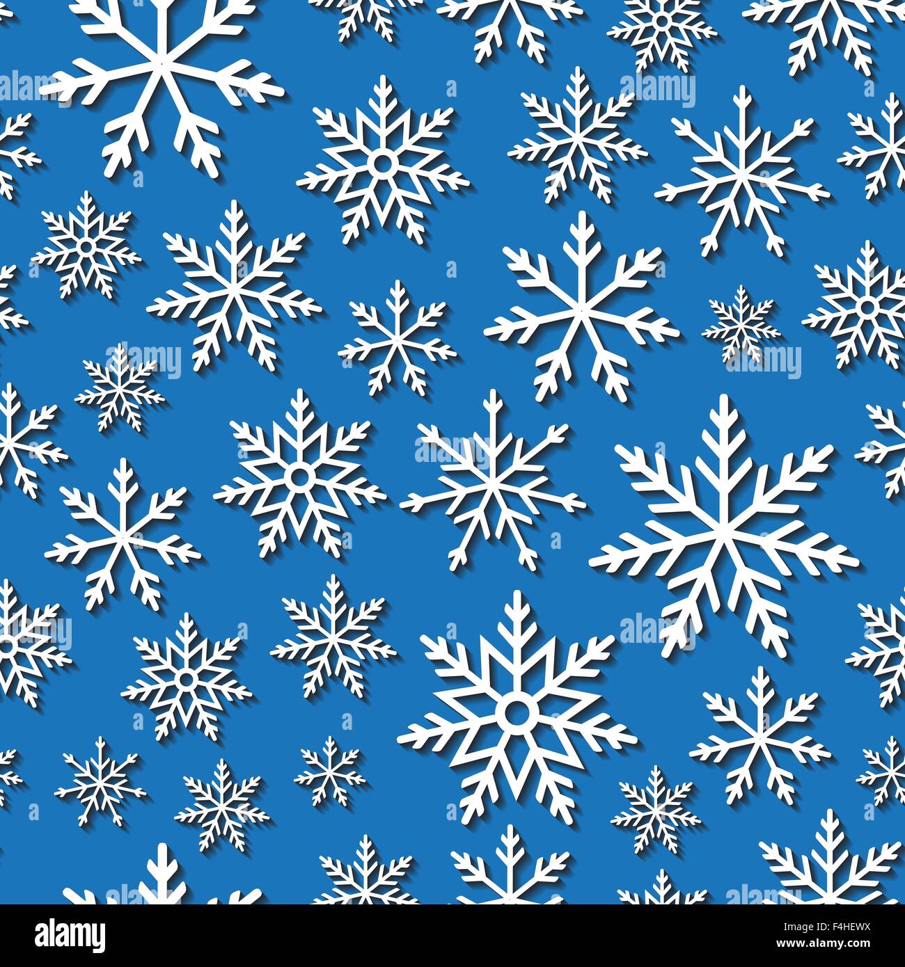 Vector Seamless Pattern mit Papier Schneeflocken auf blauem Hintergrund Stock Vektor