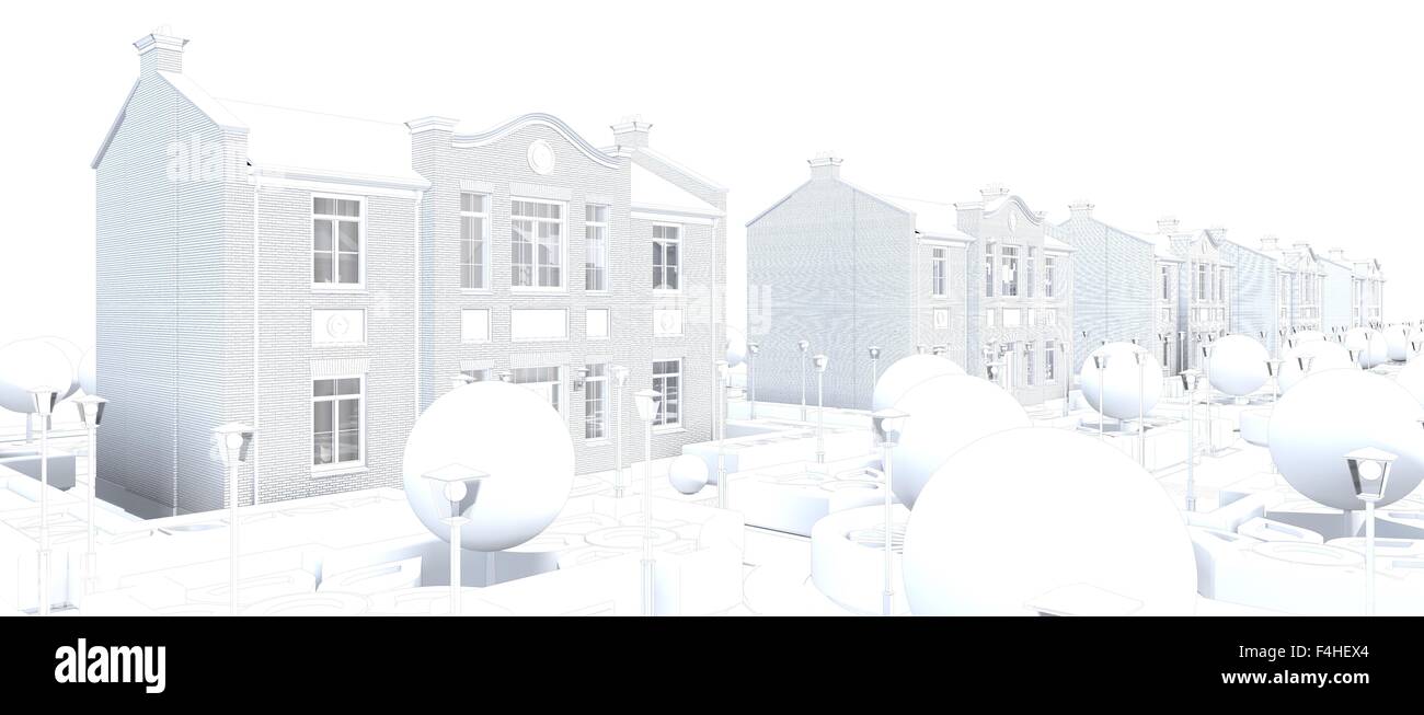 Masterplan des Dorfes. 3D Modell zu rendern. Stockfoto