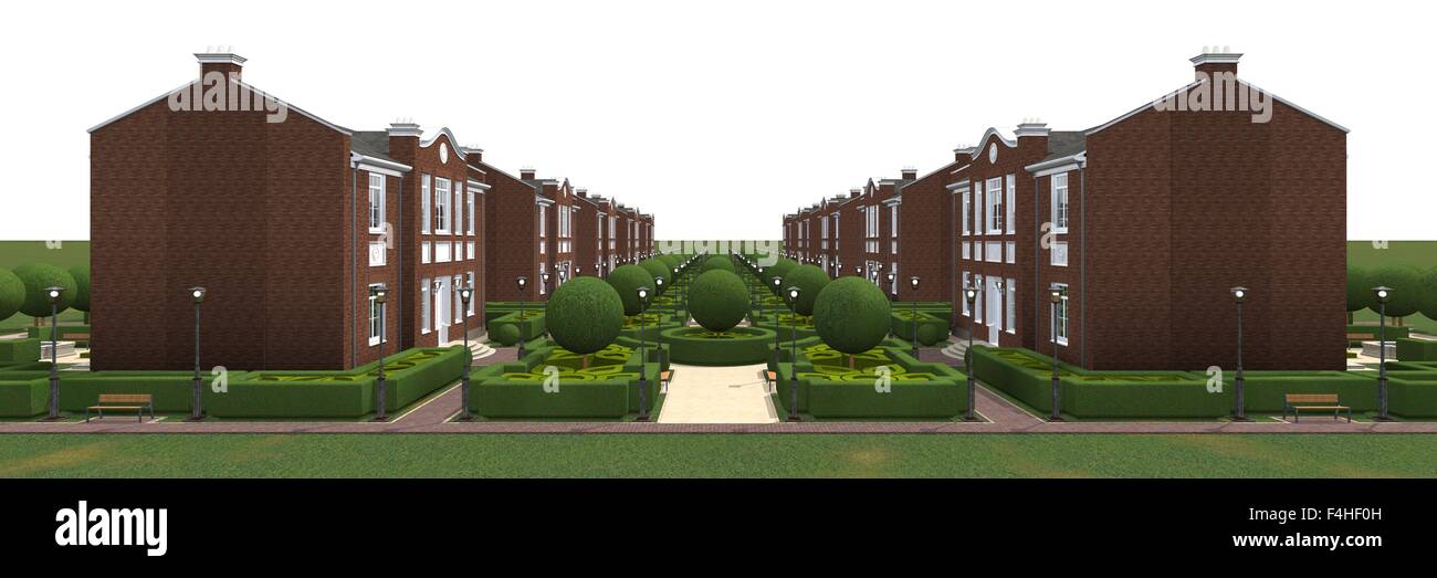 Masterplan des Dorfes. 3D Modell zu rendern. Stockfoto