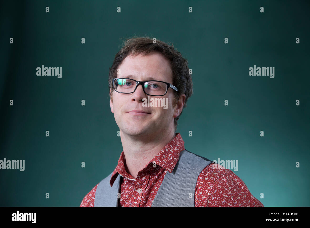 Simon Sylvester, Schriftsteller, Lehrer und gelegentliche Filmemacher auf dem Edinburgh International Book Festival 2015. Edinburgh, Schottland. 26. August 2015 Stockfoto