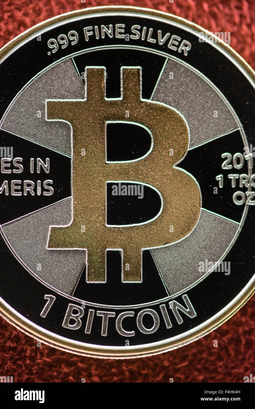 Körperliche Casascius Silbermünze Bitcoin (BTC 1 Stockfotografie - Alamy