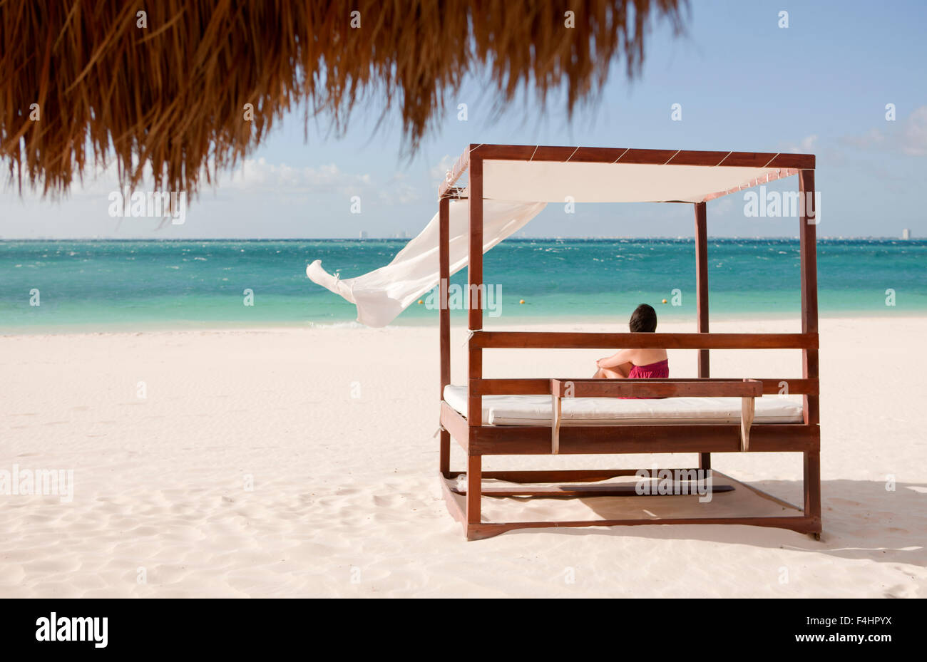 Der Strand auf der Isla Mujeres, einer Insel vor Cancún, Quintana Roo, Mexiko. Stockfoto