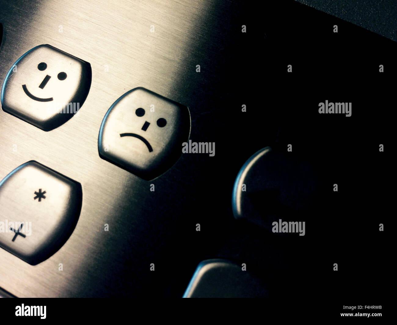 Aluminium pc Tastatur Nahaufnahme mit Lächeln und traurige Gesichter  Stockfotografie - Alamy